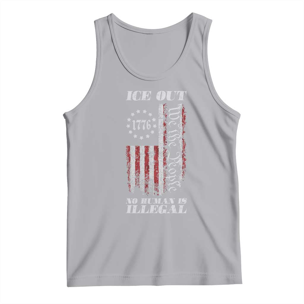 Ice Out No Human Is Illegal Tank Top Vintage Old 1776 US Flag TS10 Athletic Heather Print Your Wear