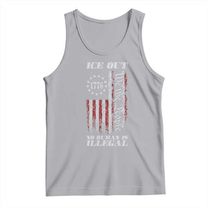 Ice Out No Human Is Illegal Tank Top Vintage Old 1776 US Flag TS10 Athletic Heather Print Your Wear