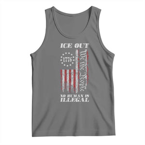 Ice Out No Human Is Illegal Tank Top Vintage Old 1776 US Flag TS10 Black Heather Print Your Wear