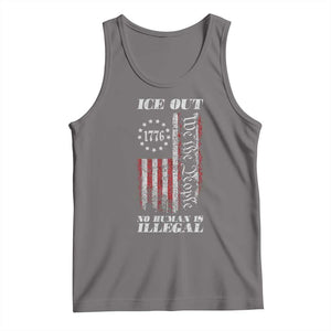 Ice Out No Human Is Illegal Tank Top Vintage Old 1776 US Flag TS10 Deep Heather Print Your Wear