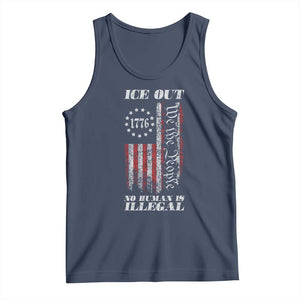 Ice Out No Human Is Illegal Tank Top Vintage Old 1776 US Flag TS10 Navy Print Your Wear