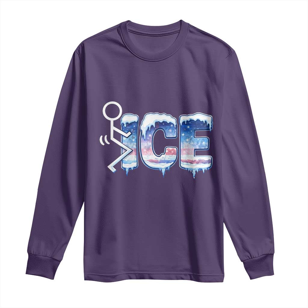 Fck Ice Long Sleeve Shirt Sarcastic Immigration Protest TS10 Purple Print Your Wear