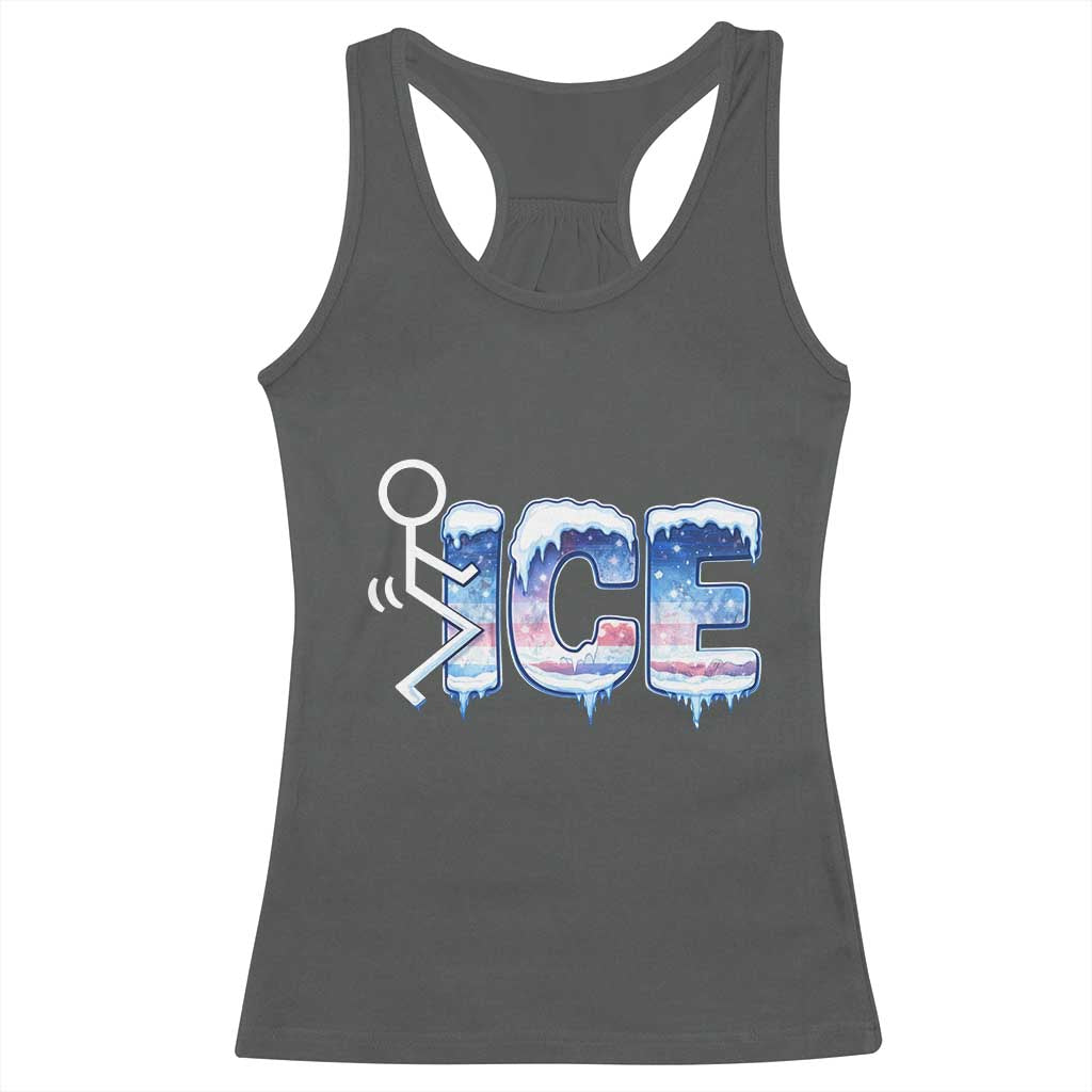 Fck Ice Racerback Tank Top Sarcastic Immigration Protest TS10 Dark Heather Print Your Wear