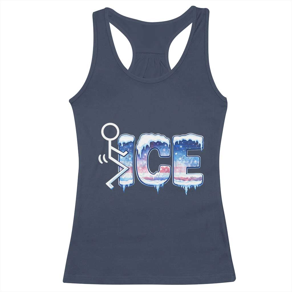 Fck Ice Racerback Tank Top Sarcastic Immigration Protest TS10 Navy Print Your Wear