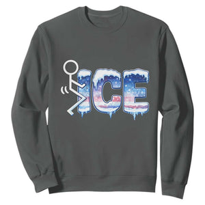 Fck Ice Sweatshirt Sarcastic Immigration Protest TS10 Dark Heather Print Your Wear