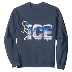 Fck Ice Sweatshirt Sarcastic Immigration Protest TS10 Navy Print Your Wear