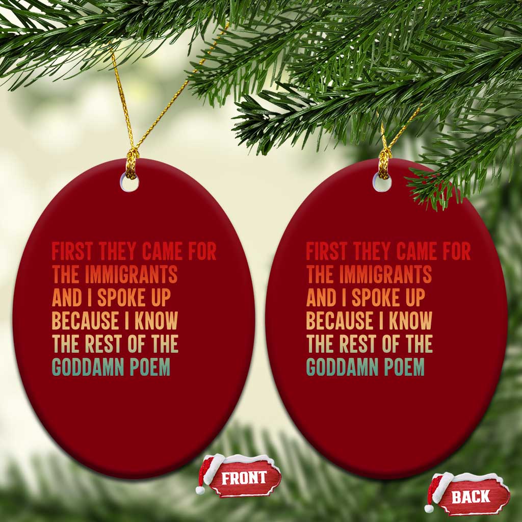 First They Came For The Immigrants Ceramic Ornament Retro Human Rights Protest TS10 Print Your Wear