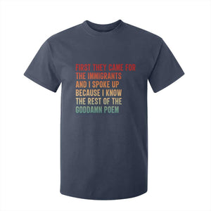 First They Came For The Immigrants T Shirt For Kid Retro Human Rights Protest TS10 Navy Print Your Wear