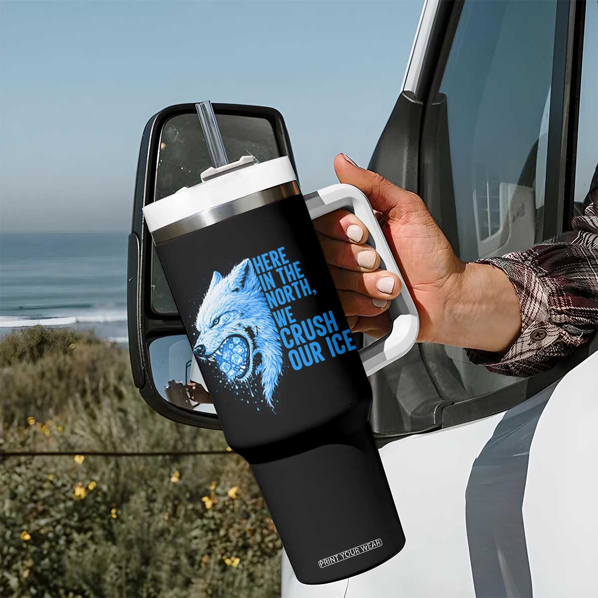 Crush Ice Tumbler With Handle Wolf Human Rights Protest TS10 Print Your Wear