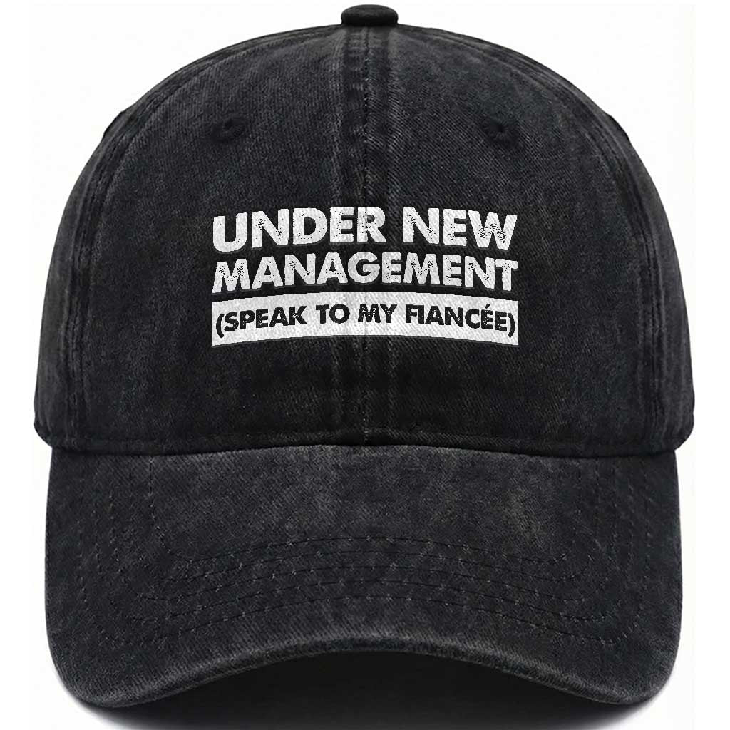 Funny Fiancé Washed Cotton Baseball Cap Engagement Gift For Fiance Bachelor Party TS10 Washed Cap Universal Fit Black Print Your Wear