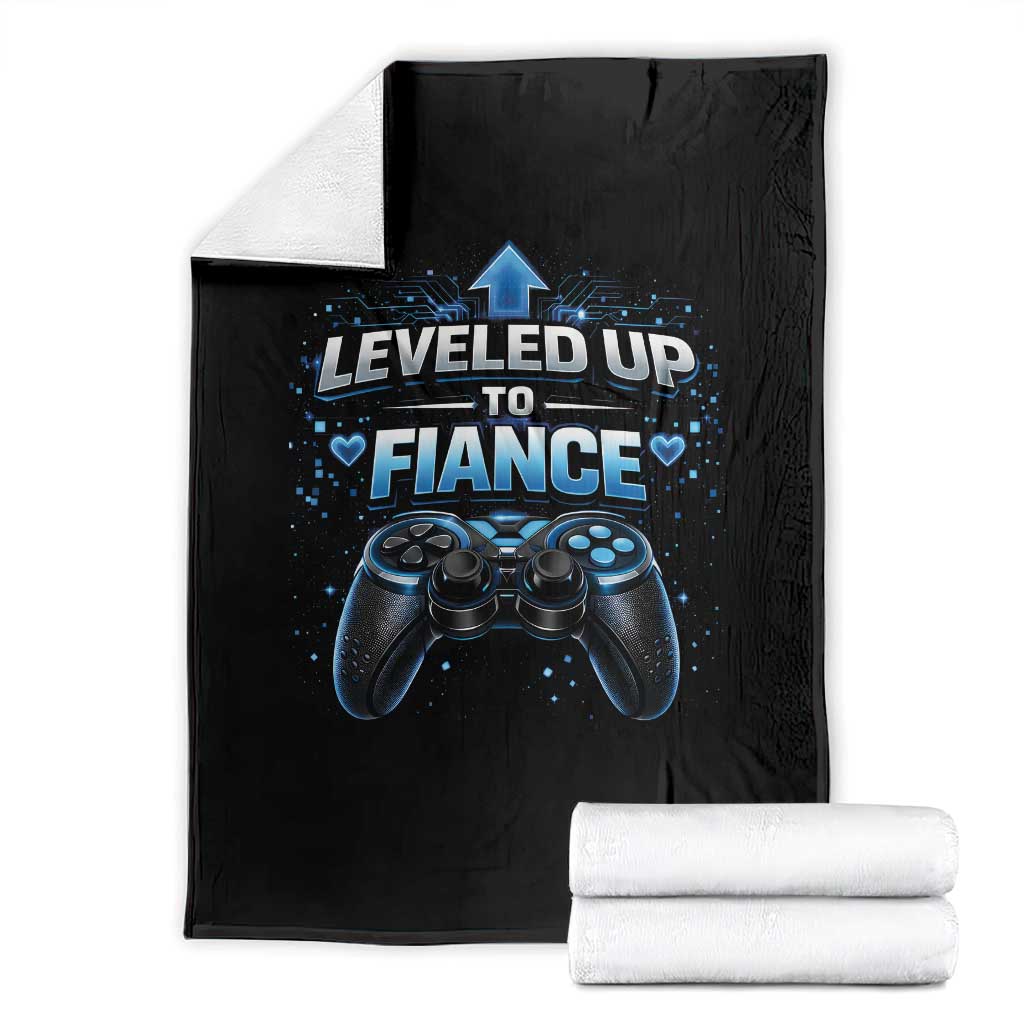 Leveled Up To Fiance Throw Blanket Newly Engaged Gifts For Him Gamer TS10 Black Print Your Wear