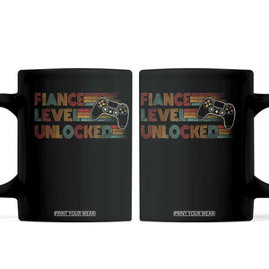 Fiance Level Unlocked Coffee Mug Retro Engaged Gifts For Him Gamer TS10 Black Print Your Wear