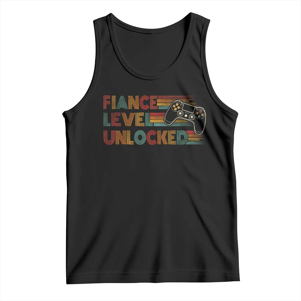 Fiance Level Unlocked Tank Top Retro Engaged Gifts For Him Gamer TS10 Black Print Your Wear