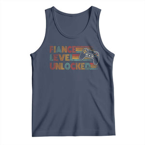 Fiance Level Unlocked Tank Top Retro Engaged Gifts For Him Gamer TS10 Navy Print Your Wear