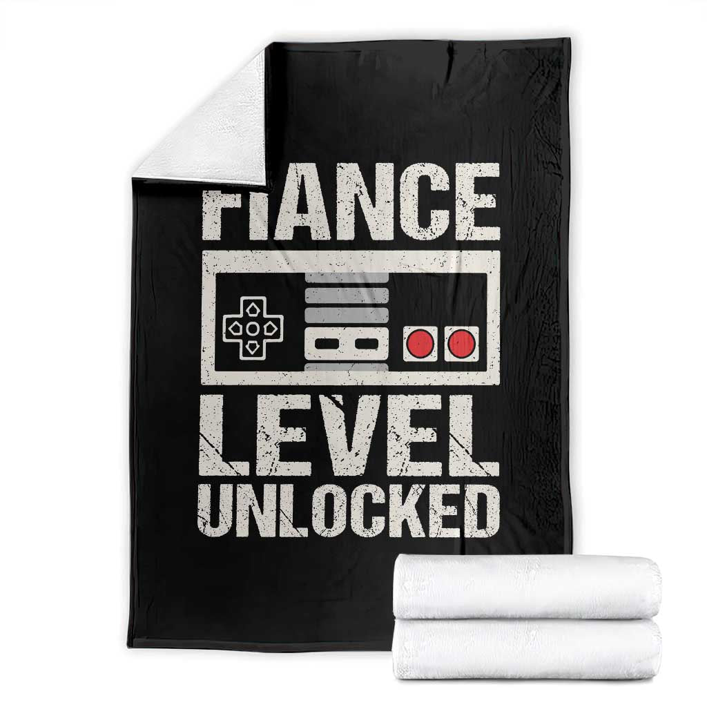 Leveled Fiance Unlocked Throw Blanket Engagement Gift For Fiancé Bachelor Party TS10 Black Print Your Wear