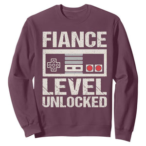 Leveled Fiance Unlocked Sweatshirt Engagement Gift For Fiancé Bachelor Party TS10 Maroon Print Your Wear
