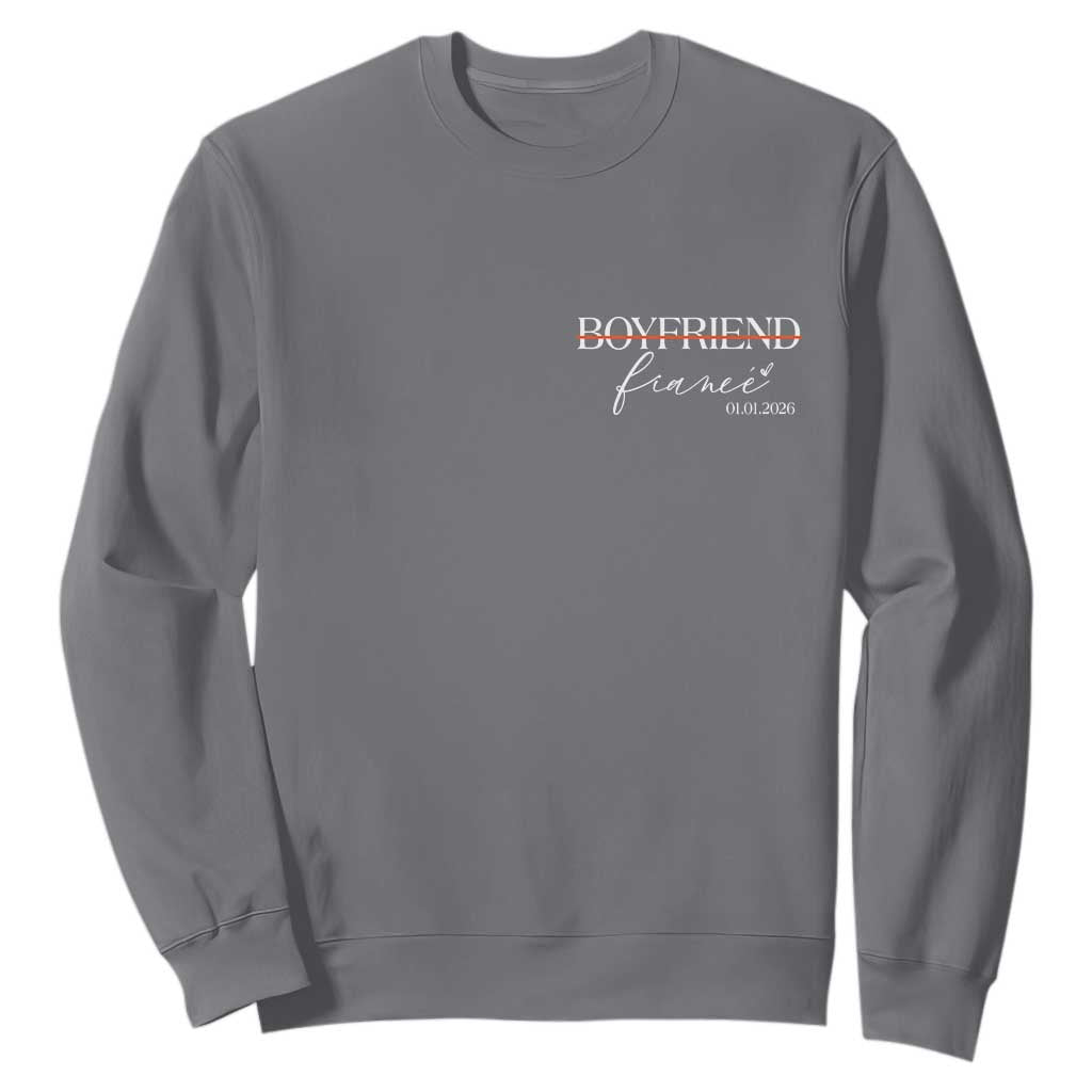 Personalized Fiance Sweatshirt Custom Date Boyfriend Engagement Gifts Future Mr and Mrs TS10 Charcoal Print Your Wear