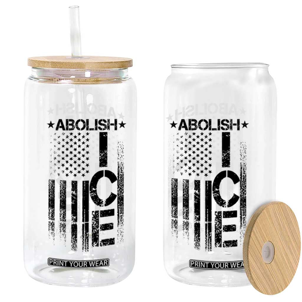 Abolish ICE Glass Can Vintage American Flag TS10 Print Your Wear