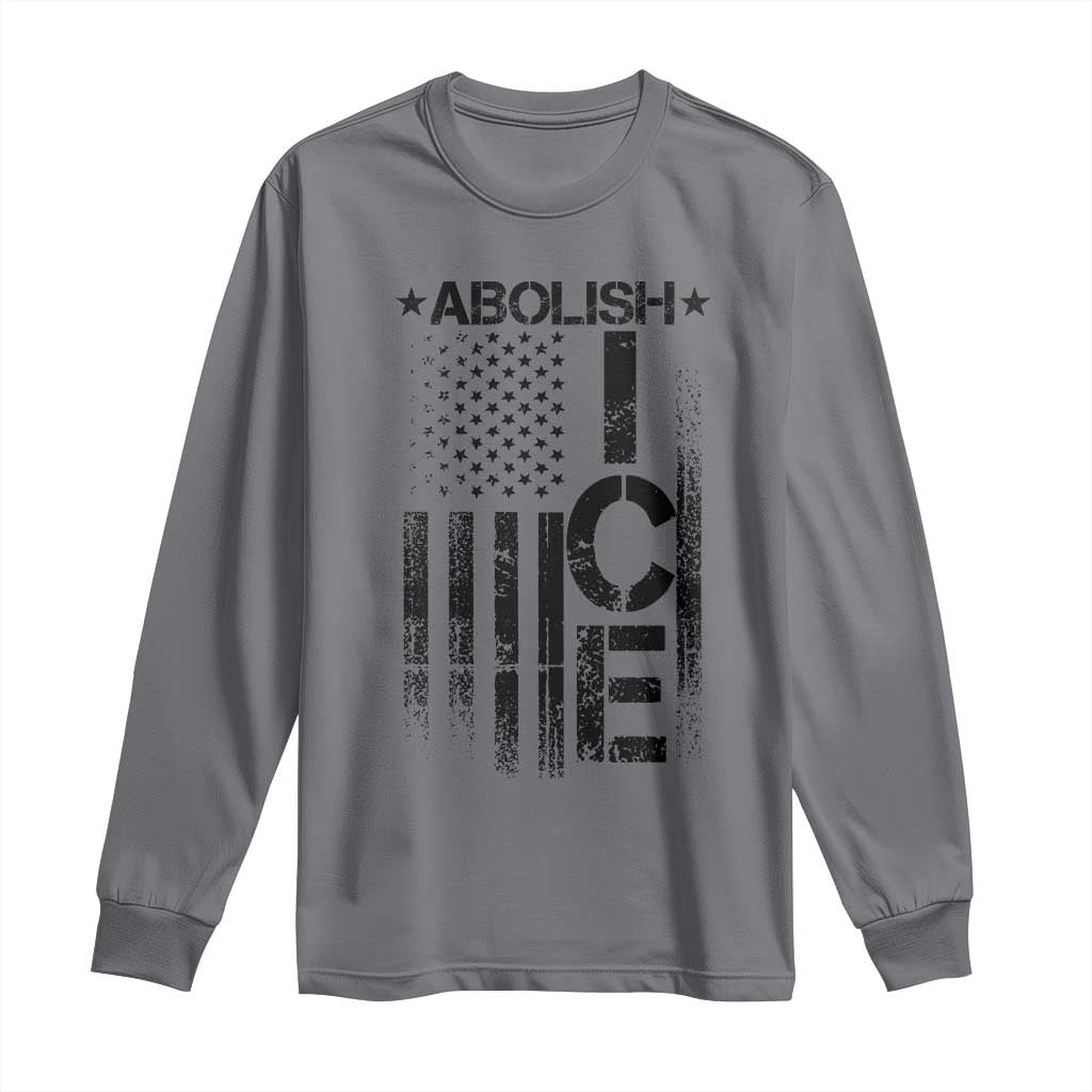 Abolish ICE Long Sleeve Shirt Vintage American Flag TS10 Charcoal Print Your Wear
