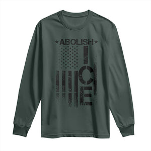 Abolish ICE Long Sleeve Shirt Vintage American Flag TS10 Dark Forest Green Print Your Wear