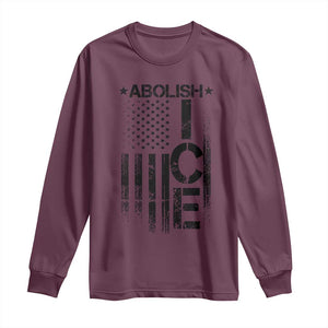 Abolish ICE Long Sleeve Shirt Vintage American Flag TS10 Maroon Print Your Wear