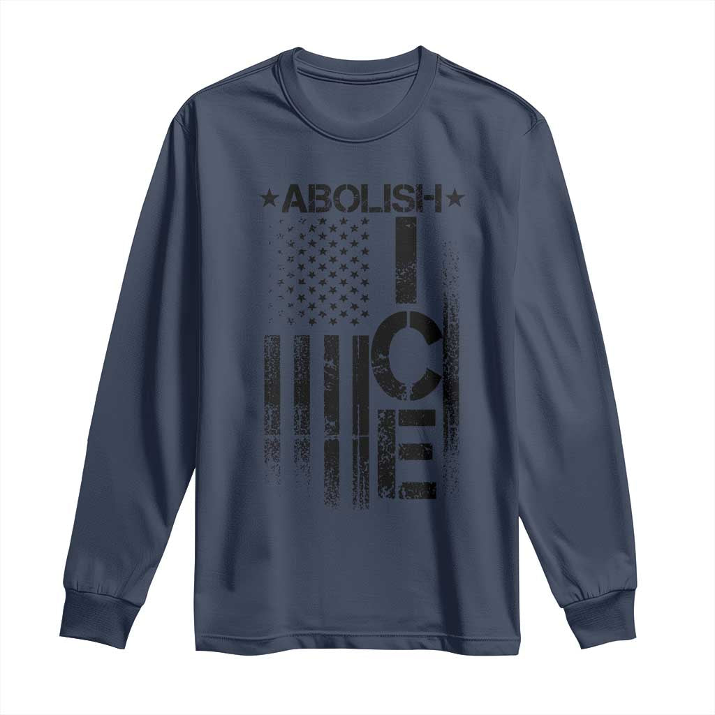 Abolish ICE Long Sleeve Shirt Vintage American Flag TS10 Navy Print Your Wear