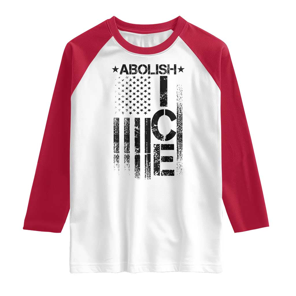 Abolish ICE Raglan Shirt Vintage American Flag TS10 White Red Print Your Wear