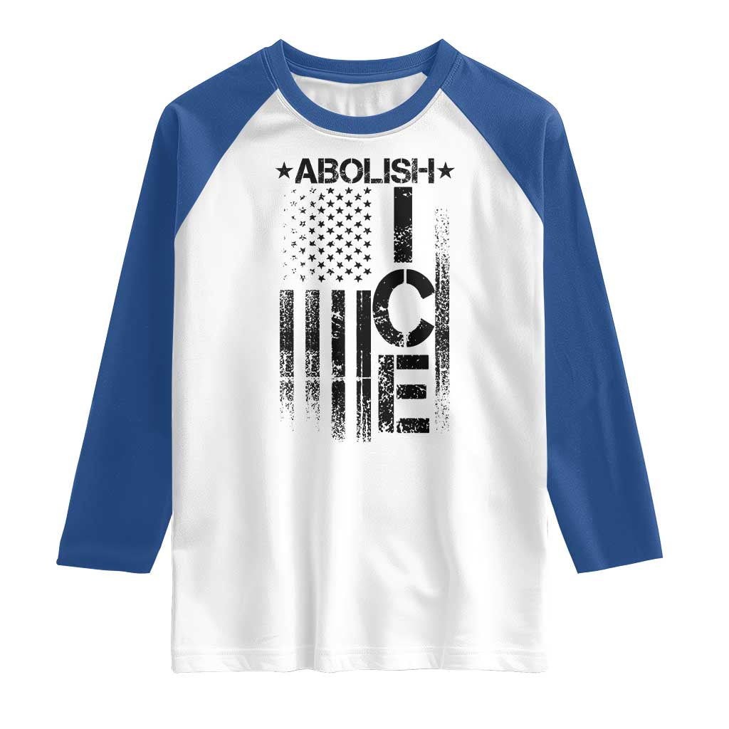 Abolish ICE Raglan Shirt Vintage American Flag TS10 White Royal Print Your Wear