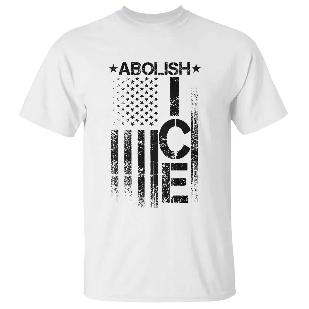 Abolish ICE T Shirt Vintage American Flag TS10 White Print Your Wear