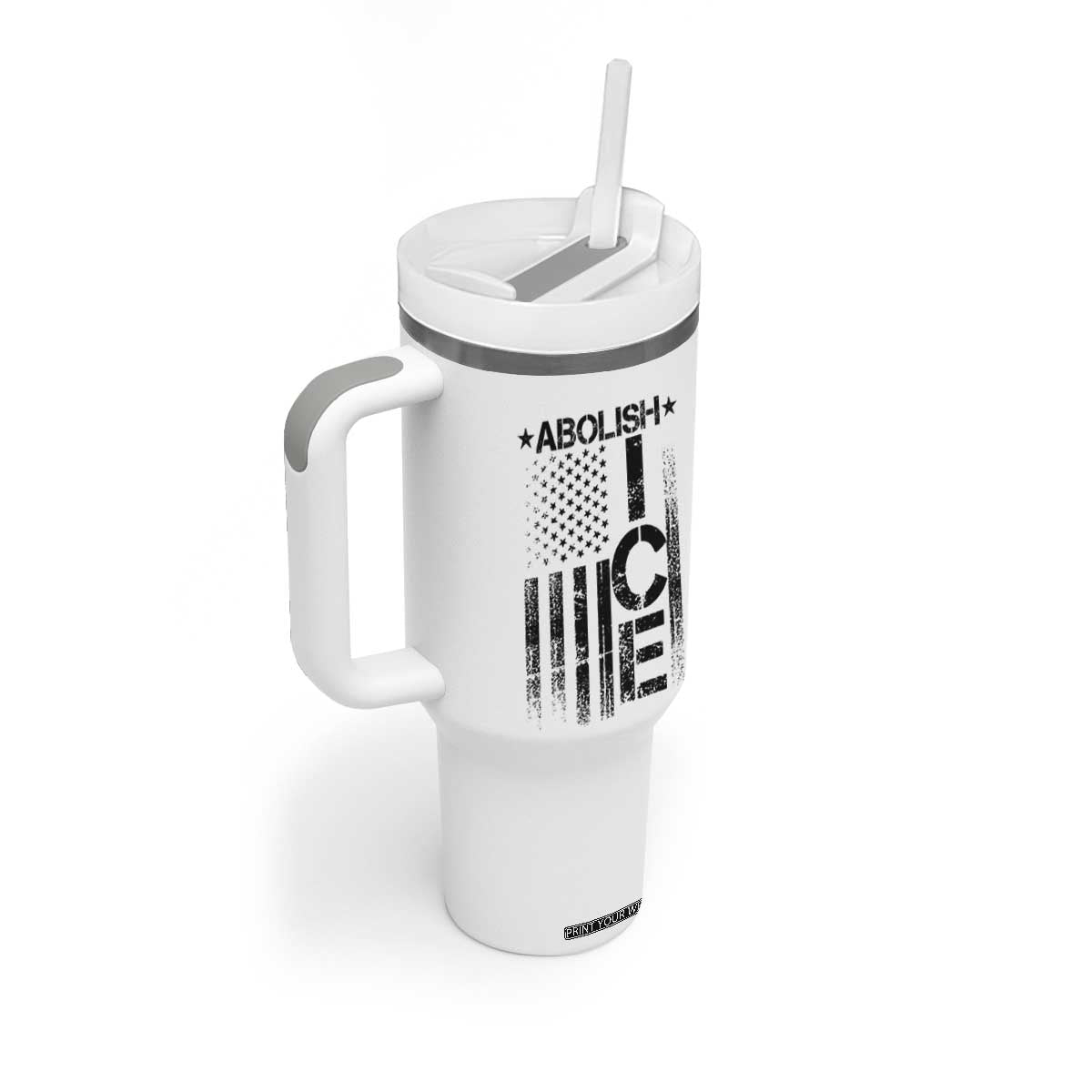 Abolish ICE Tumbler With Handle Vintage American Flag TS10 Print Your Wear