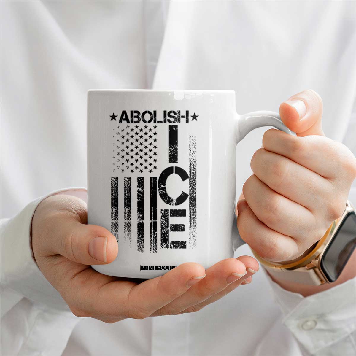 Abolish ICE Coffee Mug Vintage American Flag TS10 Print Your Wear