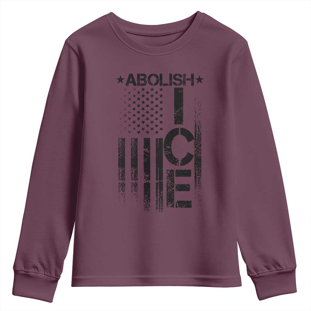 Abolish ICE Youth Sweatshirt Vintage American Flag TS10 Maroon Print Your Wear