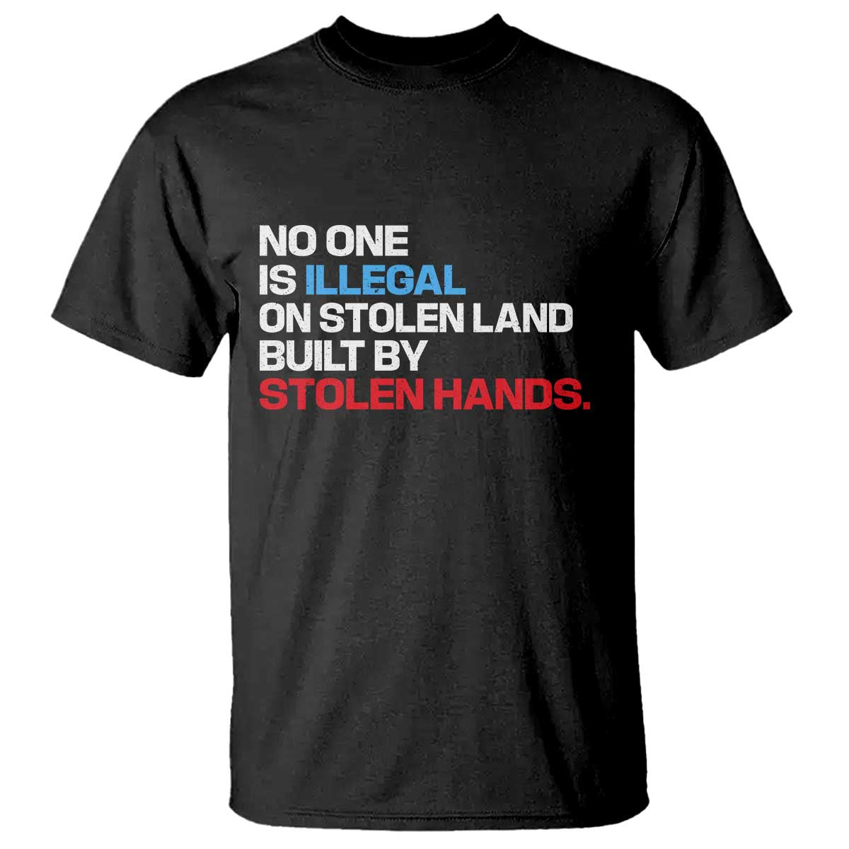 No One Is Illegal On Stolen Land T Shirt Built by Stolen Hands TS10 Black Print Your Wear