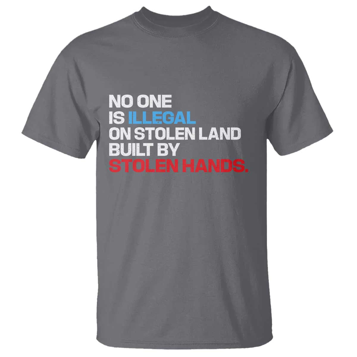 No One Is Illegal On Stolen Land T Shirt Built by Stolen Hands TS10 Charcoal Print Your Wear