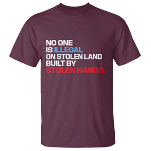No One Is Illegal On Stolen Land T Shirt Built by Stolen Hands TS10 Maroon Print Your Wear