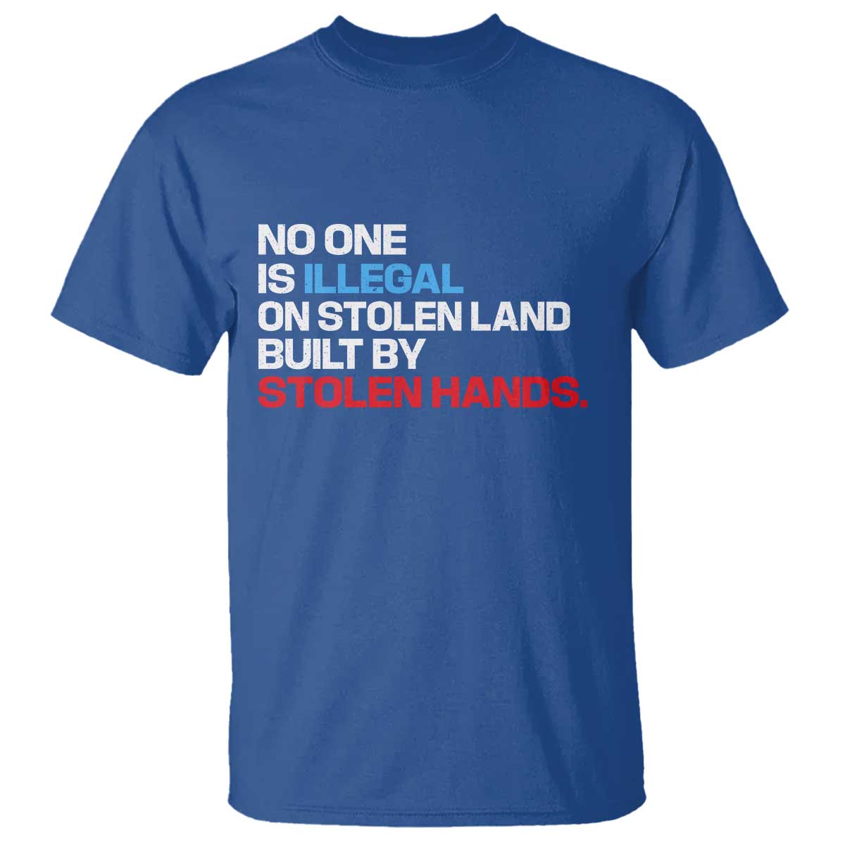 No One Is Illegal On Stolen Land T Shirt Built by Stolen Hands TS10 Royal Blue Print Your Wear