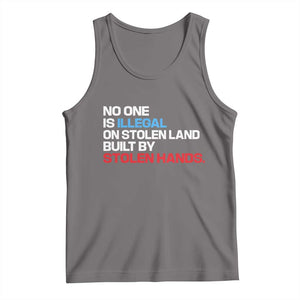 No One Is Illegal On Stolen Land Tank Top Built by Stolen Hands TS10 Deep Heather Print Your Wear