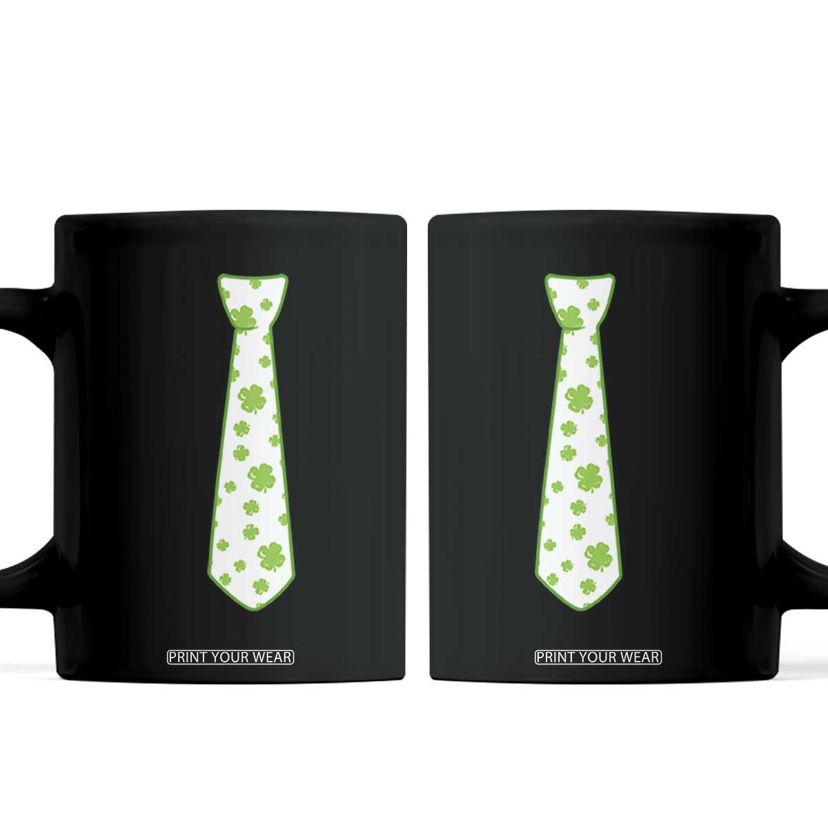 Shamrocks Tie Coffee Mug Kids St Patricks Day Costume Party Humor TS10 Black Print Your Wear