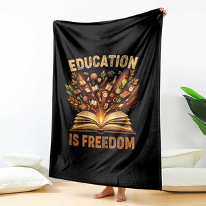 Black History Education Is Freedom Throw Blanket Retro Books Afro African American Heritage TS10 Print Your Wear