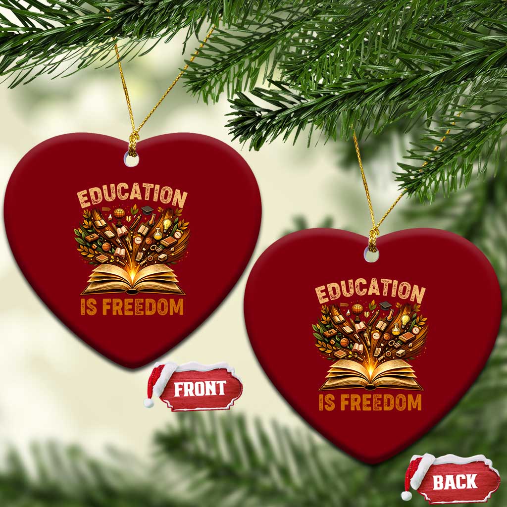 Black History Education Is Freedom Ceramic Ornament Retro Books Afro African American Heritage TS10 Print Your Wear