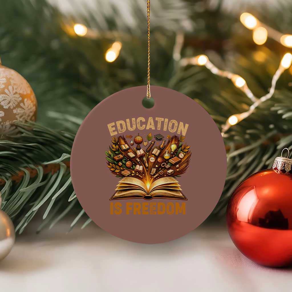 Black History Education Is Freedom Ceramic Ornament Retro Books Afro African American Heritage TS10 1pc Mocha Print Your Wear