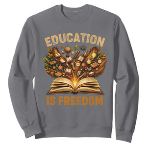 Black History Education Is Freedom Sweatshirt Retro Books Afro African American Heritage TS10 Charcoal Print Your Wear
