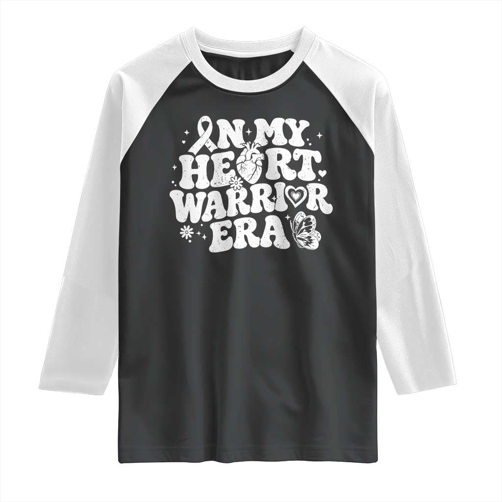 CHD Heart Disease Awareness Raglan Shirt In My Heart Warrior Era TS10 Black White Print Your Wear