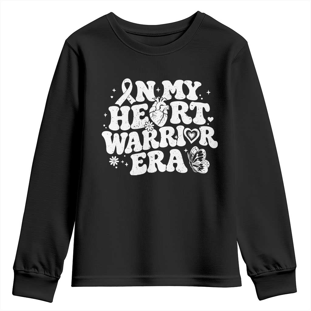CHD Heart Disease Awareness Youth Sweatshirt In My Heart Warrior Era TS10 Black Print Your Wear