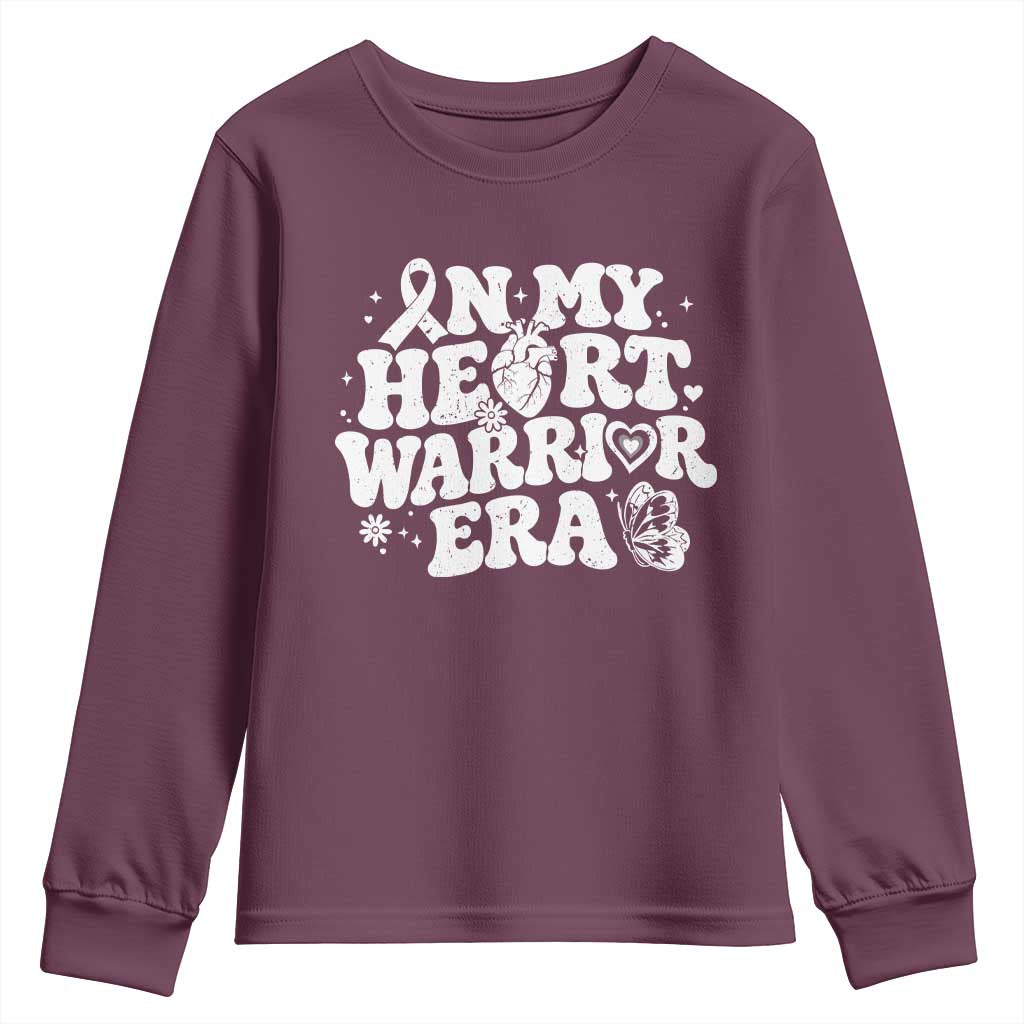 CHD Heart Disease Awareness Youth Sweatshirt In My Heart Warrior Era TS10 Maroon Print Your Wear