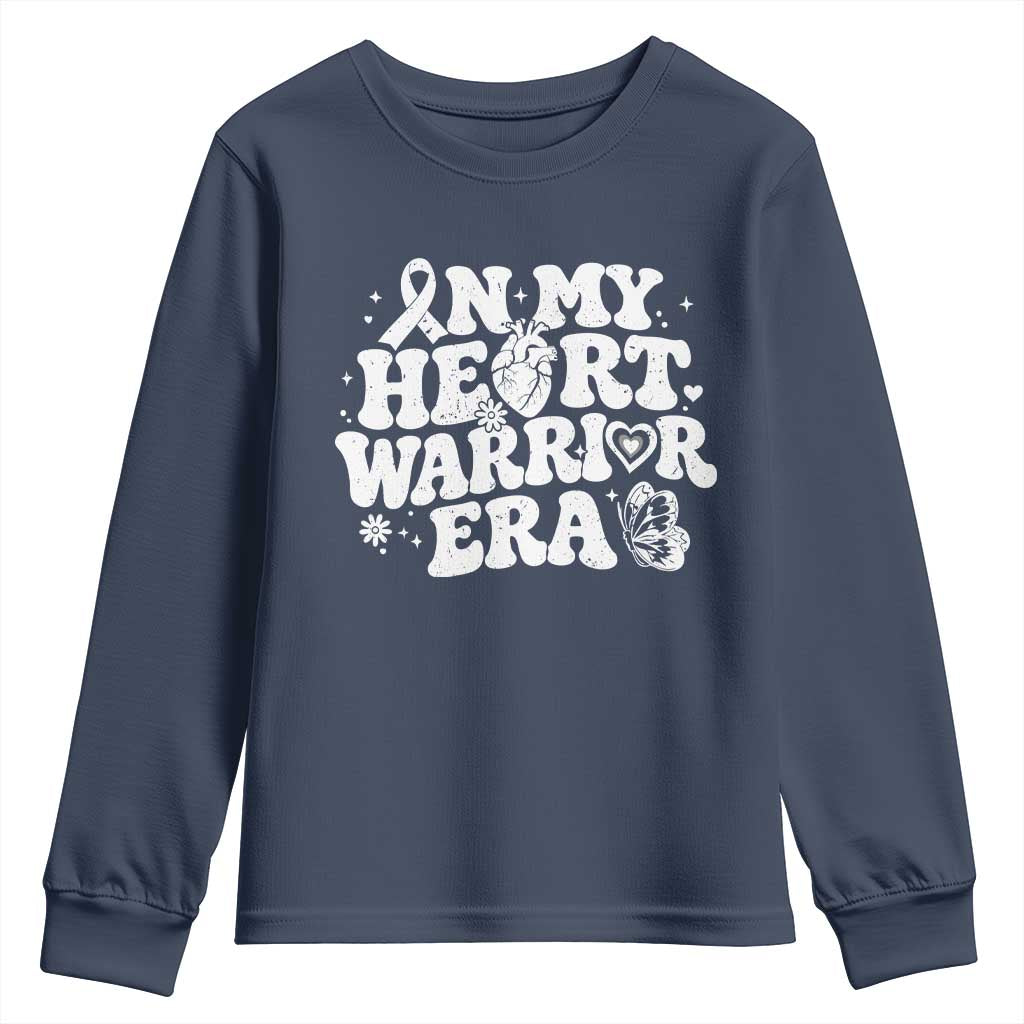 CHD Heart Disease Awareness Youth Sweatshirt In My Heart Warrior Era TS10 Navy Print Your Wear