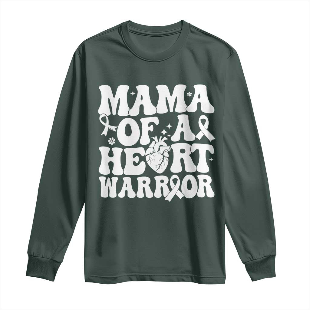 CHD Heart Disease Awareness Long Sleeve Shirt Heart Warrior Mama TS10 Dark Forest Green Print Your Wear