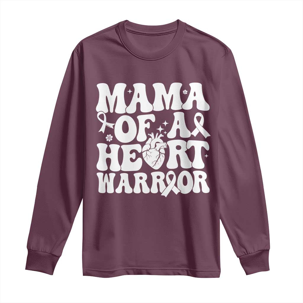 CHD Heart Disease Awareness Long Sleeve Shirt Heart Warrior Mama TS10 Maroon Print Your Wear