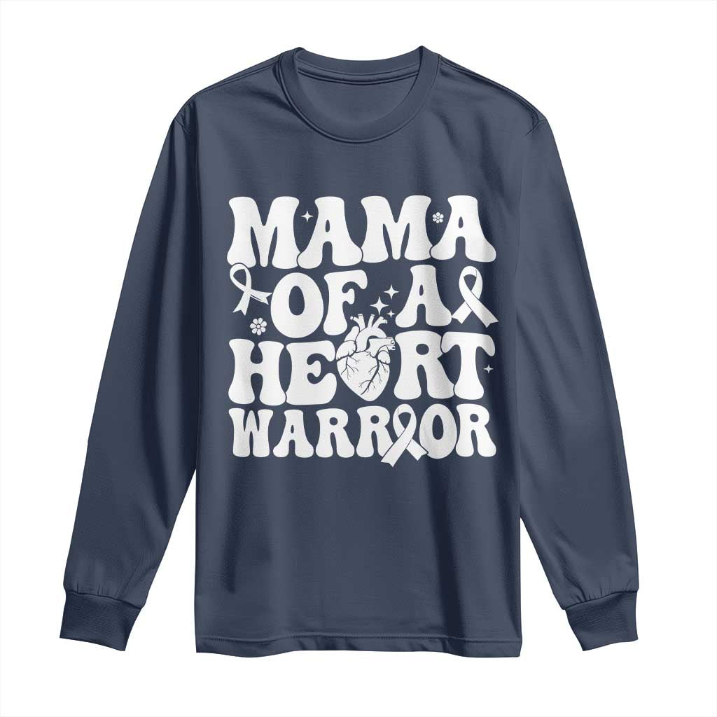 CHD Heart Disease Awareness Long Sleeve Shirt Heart Warrior Mama TS10 Navy Print Your Wear