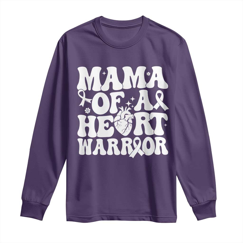 CHD Heart Disease Awareness Long Sleeve Shirt Heart Warrior Mama TS10 Purple Print Your Wear